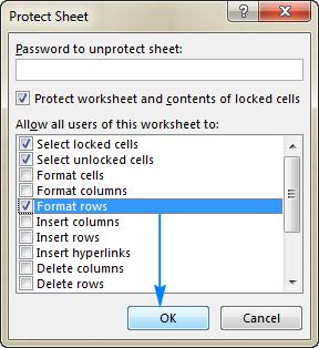 bật lại tính năng ẩn/ hiện dòng ẩn trong excel